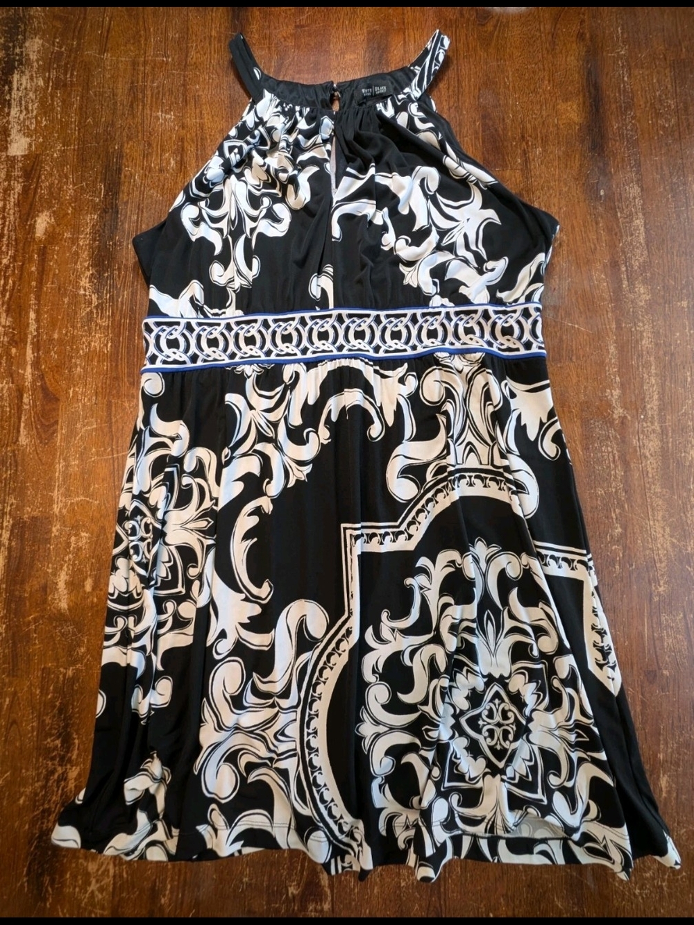 White House Black Market Sleeveless Dress Womens XL Black White Cocktail Wedding